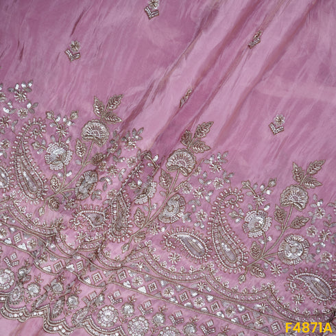 Cutdana Zari Sequins Embroidered Shimmer Tissue Fabric-F4871